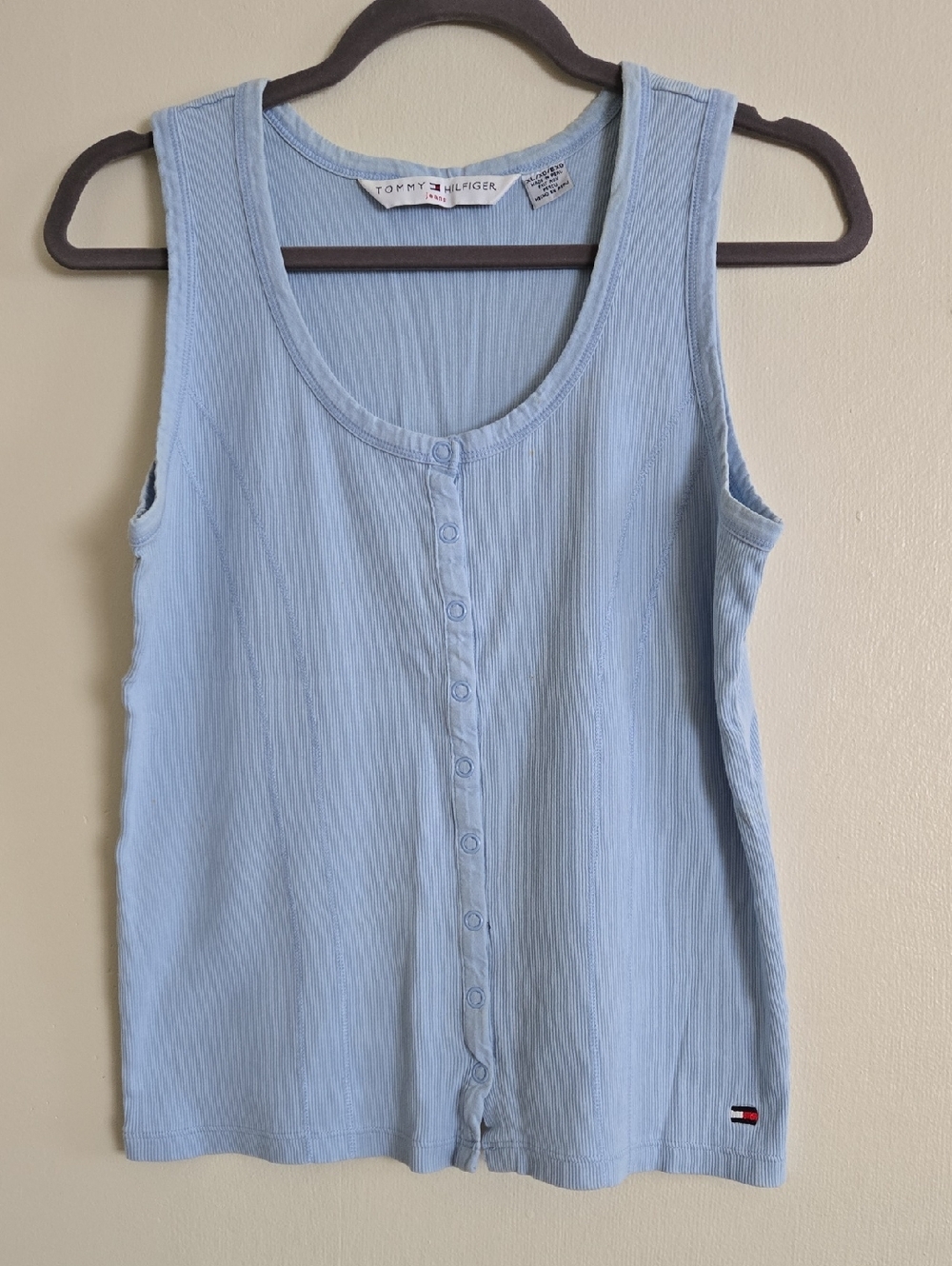 Tommy Hilfiger Form Fitted Blue Snap Front Tank